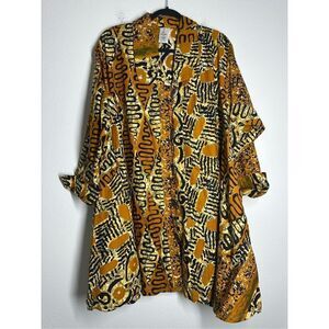 Kara Chic Woman's Bohemian Cotton Safari Print Big Buttons Dress